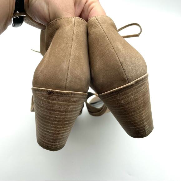 Eileen Fisher Ann Nubuck Suede Ankle Tie Heel Sandal Brown 9.5 - Picture 6 of 10